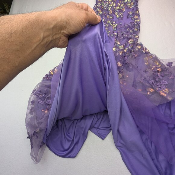 NWT Stacees Strapless Purple Floral Dress - Size 2 - Picture 17 of 17